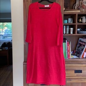 Gorgeous red linen-like tunic dress.